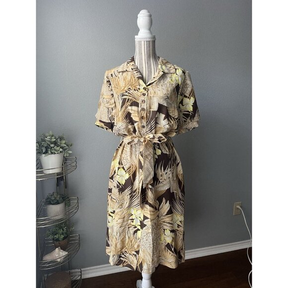 Salvatore Ferragamo Safari Logo Sheered Tan Brown Belted Maxi dress EEUC US14/42 - Picture 9 of 15